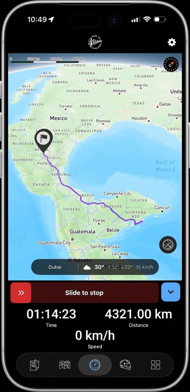 4Riders — recording a motorcycle route with live map and stats